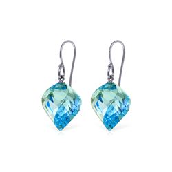 Genuine 27.8 ctw Blue Topaz Earrings 14KT White Gold - REF-67K5V