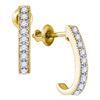 Image 1 : 1/5 CTW Round Diamond Half J Hoop Earrings 10kt Yellow Gold - REF-18R3H