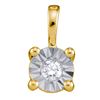 Image 1 : 1/10 CTW Round Diamond Illusion-set Solitaire Pendant 10kt Yellow Gold - REF-10F8M