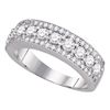 Image 1 : 1 CTW Round Pave-set Diamond Symmetrical Parallel Ring 14kt White Gold - REF-90R3H