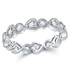 3/8 CTW Round Diamond Heart Eternity Ring 10kt White Gold - REF-35H9W