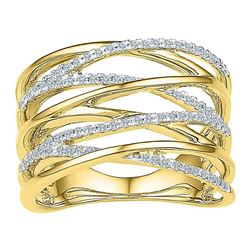 1/4 CTW Round Diamond Crossover Open Strand Ring 10kt Yellow Gold - REF-33M3A