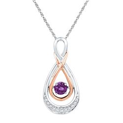 1/4 CTW Round Lab-Created Amethyst Teardrop Pendant 10kt Two-tone Gold - REF-14W4F