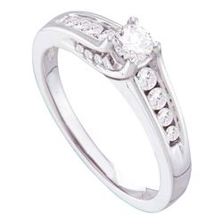 1/2 CTW Round Diamond Solitaire Bridal Wedding Engagement Ring 14kt White Gold - REF-63Y5X