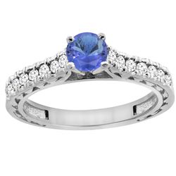 0.89 CTW Tanzanite & Diamond Ring 14K White Gold - REF-64V8R