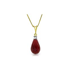 Genuine 8.85 ctw Ruby & Diamond Necklace 14KT Yellow Gold - REF-26N2R