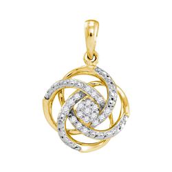 1/10 CTW Round Diamond Cluster Pendant 10kt Yellow Gold - REF-11N9Y