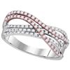 Image 1 : 1/2 CTW Round Diamond Strand Ring 10kt Two-tone White Rose Gold - REF-33W6F