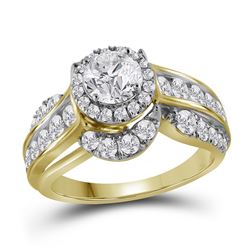 2 CTW Round Diamond Solitaire Bridal Wedding Engagement Ring 14kt Yellow Gold - REF-317M9A