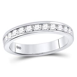 1/2 CTW Machine Set Round Diamond Wedding Channel Ring 14kt White Gold - REF-47R9H