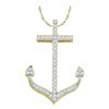 Image 1 : 1/6 CTW Round Diamond Anchor Nautical Pendant 10kt Yellow Gold - REF-14W4F