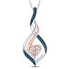 Image 1 : 1/10 CTW Round Blue Color Enhanced Diamond Heart Pendant 10kt Two-tone Gold - REF-11W9F