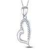 Image 2 : 1/20 CTW Round Diamond Heart Pendant 10kt White Gold - REF-6T5K