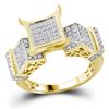 Image 1 : 3/8 CTW Round Pave-set Diamond Elevated Square Cluster Ring 10kt Yellow Gold - REF-24W3F