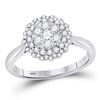 Image 1 : 1/2 CTW Round Diamond Halo Flower Cluster Ring 10kt White Gold - REF-39T6K