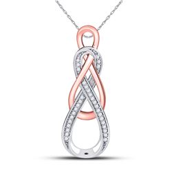 1/10 CTW Round Diamond Double Infinity Pendant 10kt Two-tone Gold - REF-13M2A