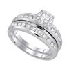 Image 2 : 1/2 CTW His & Hers Round Diamond Cluster Matching Bridal Wedding Ring 10kt White Gold - REF-39F6M