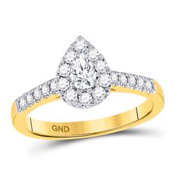 1/2 CTW Pear Diamond Solitaire Bridal Wedding Engagement Ring 14kt Yellow Gold - REF-57K3R