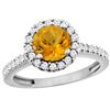 Image 1 : 1.13 CTW Citrine & Diamond Ring 14K White Gold - REF-60K5W