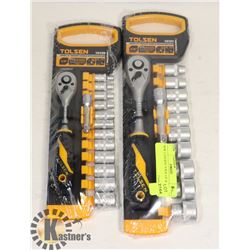 NEW 2 TOLSEN 14 PCS 1/4" RACHET