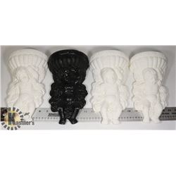 4PCS GREEK WALL PLANTER HOLDERS -3  WHITE