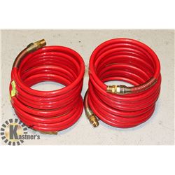 TWO 20FT 150 PSI 1/2 INCH AIR HOSE, COILED