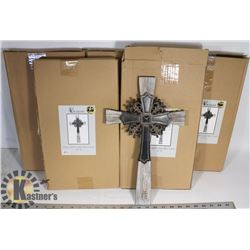 LOT OF FIVE 15" METAL/WOOD WALL CROSS