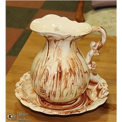 VINTAGE CERAMIC BASIN AND JUG  8.5"