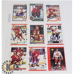 AUTOGRAPHED CALGARY FLAMES 9 CARD LOT