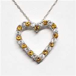 SILVER NATURAL CITRINE CUBIC ZIRCONIA HEART SHAPED