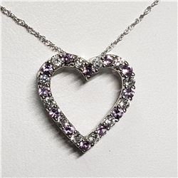 SILVER SIMULATED ALEXANDRITE CUBIC ZIRCONIA HEART