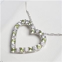 SILVER NATURAL PERIDOT 20"  NECKLACE