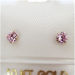 10K YELLOW GOLD PINK CZ  EARRINGS