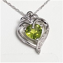 SILVER NATURAL PERIDOT 20"  NECKLACE