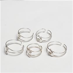 SILVER 5 SET OF ADJUSTABLE  RING