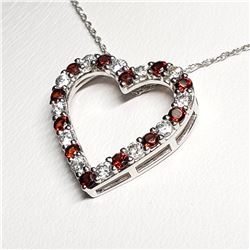 SILVER NATURAL GARNET 20"  NECKLACE