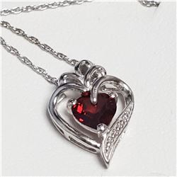 SILVER NATURAL GARNET 20"  NECKLACE