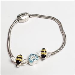 SILVER PANSONA WITH BEADS  BRACELET