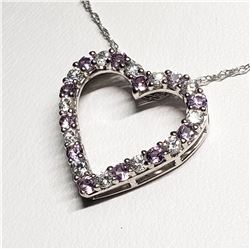 SILVER SIMULATION ALEXANDRITE 20"  NECKLACE
