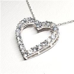 SILVER SIMULATED AQUAMARINE 20"  NECKLACE