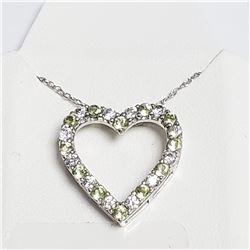 SILVER NATURAL PERIDOT 20"  NECKLACE