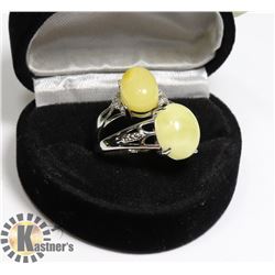 PAIR OF WOMEN AMBER NATURAL RING -ADJUSTABLE SIZE