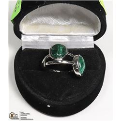 PAIR OF WOMEN NATURAL MALACHITE  RING