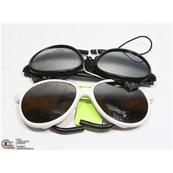 2 PAIR BLACK AND WHITE RETRO VINTAGE SUNGLASSES