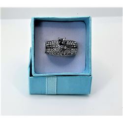 20)  SILVER TONE WITH LAB CREATED SAPPHIRES