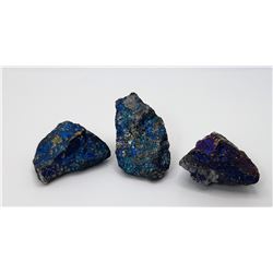 12)  LOT OF 3 TITANIUM PEACOCK ORE MINERAL