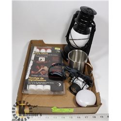 3 PACK SAFETY ROAD FLARES,HEADLAMP AND MORE