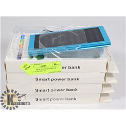 LOT OF 4 NEW SOLAR CHARGER BANKS SLIM METAL