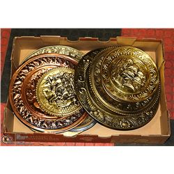 FLAT OF ESTATE BRASS DECORATIVE PLATES