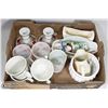 Image 1 : BOX OF ESTATE VINTAGE MUGS, CANDLESTICKS & MORE